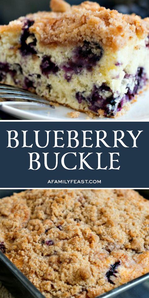 A delicious, 100+ year old family recipe for Blueberry Buckle that has been passed down through generations! Blueberry Buckle Cake, Buckle Cake, Buckle Recipe, Blueberry Buckle Recipe, Cake Blueberry, Blueberry Buckle, Dessert Oreo, Blueberry Coffee, Blueberry Coffee Cake