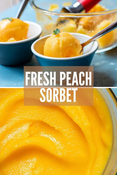 Peach Sorbet Recipe, Peach Cookies, Peach Dessert, Sorbet Recipe, Peach Ice Cream, Peach Sorbet, Peach Puree, Recipes With Few Ingredients, Peach Salad