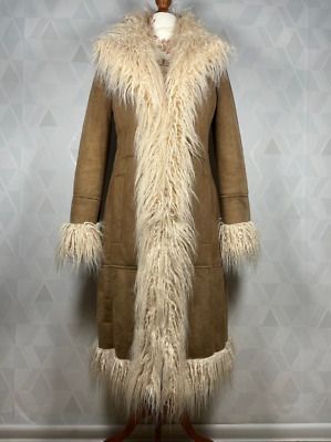 Trendy Fashion Penny lane styled 70's coat afghan faux suede & Mongolian fur trimmed coat, Women's Coats, Jackets & Vests Big Fur Coat, Fur Trimmed Coat, 70s Coat, Vintage Suede Coat, Brown Winter Coat, 70s Jacket, Faux Fur Trim Coat, Mongolian Fur, 70s Clothing