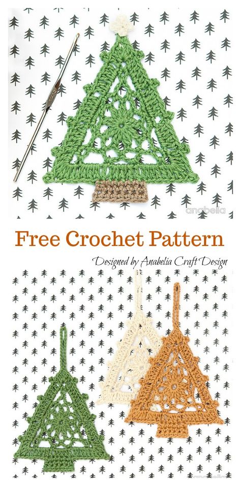 25+ Classic Crochet Ideas With Easy Free Patterns - Diy Life Crocheted Christmas Tree, Crochet Christmas Trees Pattern, Crochet Christmas Tree, Crochet Ornament Patterns, Crocheted Christmas, Crochet Phone Cases, Crochet Tree, Crochet Snowflake Pattern, Crochet Xmas