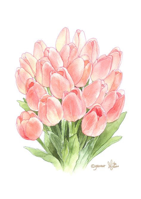 Tulip Flower Drawing, Tulip Drawing, Seni Pastel, Tulip Painting, Tulips Art, Watercolor Tulips, Easter Wallpaper, 수채화 그림, Watercolor Flower Art