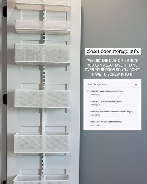 Elfa Mesh White 80" Over the Door … curated on LTK Elfa Door Organizer, Elfa Over Door Storage, Closet Door Organization Ideas, Airing Cupboard Organisation, Door Organizer Ideas, Zurich Apartment, Abba Tattoo, Hall Closet Organization, Closet Door Storage