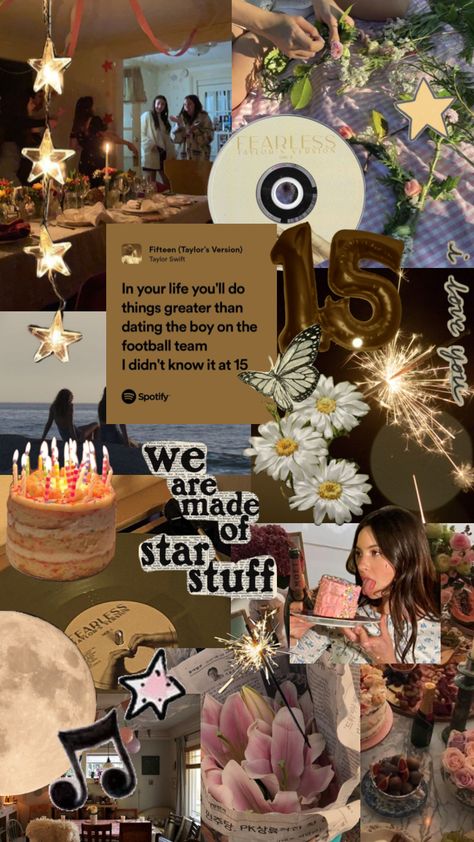 15th birthday! #birthday #inspo #vintage #nature #15 #birthdaygal #music #taylorswift #gracieabrams #art #wallpaper #outfitinspo #quotes #art Turning 15 Birthday Quotes, Big 15 Birthday, 15rh Birthday Ideas, Fifteen Birthday Aesthetic, What To Do For 15th Birthday, Songs For 15th Birthday, Fifteenth Birthday Ideas, 15 Taylor Swift Birthday, Taylor Swift 15 Birthday