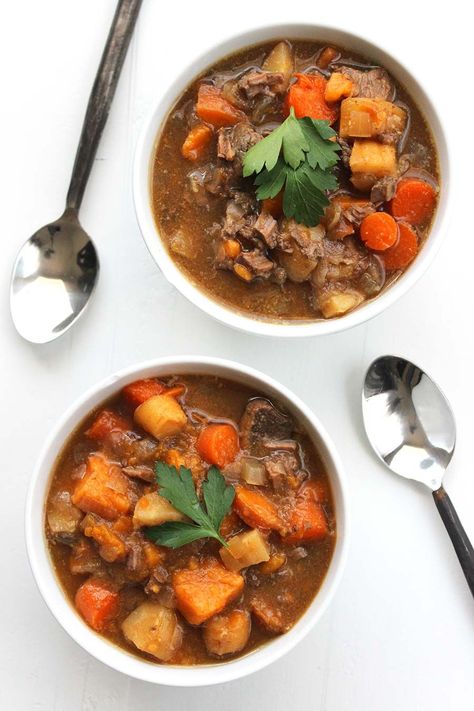 Earthy and savory, this soup is perfect for winter. Serve it with a small side salad or braised greens for a complete meal. Root Vegetable Stew Print Recipe Pin Recipe Rate Recipe Prep Time: 5 minutesCook Time: 3 hoursTotal Time: 3 hours 5 minutes Servings: 4 servings Ingredients1 pound beef (chopped)1/2 pound carrot (chopped)1/2 pound ... Read More about Root Vegetable Stew Aip Pot Roast, Aip Stew, Batch Cooking Ideas, Easy Aip Nomato Sauce, Aip Beef Vegetable Soup, Aip Batch Cooking, Aip Nightshade Free Recipes, Root Vegetable Stew, Gf Soups