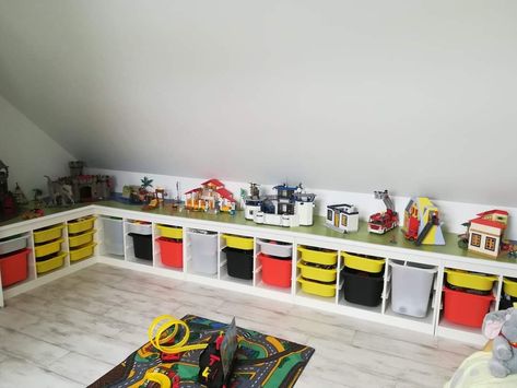 Attic Lego Room, Lego Room, Toddler Rooms, Attic Rooms, Bedroom Loft, Kids Bedroom Furniture, Sloped Ceiling, Childrens Room, Baby Room