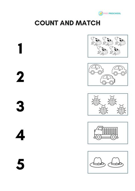 Count And Match Worksheets, Counting Activities Kindergarten, Preschool Counting Worksheets, Counting Activities Preschool, Kindergarten Math Free, Kindergarten Math Worksheets Free, Kindergarten Addition Worksheets, Cvc Words Kindergarten, Free Preschool Worksheets