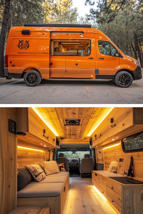 47 Coverted Sprinter Camper Vans - TastyInteriors Class B Vans Campers, Tiny House Camper, Secret Passages, Sprinter Camper, Trailer Living, Camper Vans, Sprinter Van, Class B, Cozy Cabin