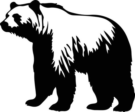 Beruang Grizzly, Beadwork Designs, Black Silhouette, Grizzly Bear, Stables, Wood Burning, Bears, Mural, Woodworking