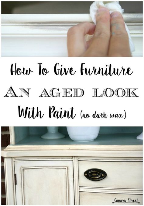 An easy technique for giving furniture an aged look without using dark wax. http://canarystreetcrafts.com/ Furniture Painting Techniques, Furniture Rehab, Dark Wax, Distressed Furniture, How To Give, Chalk Paint Furniture, Refurbished Furniture, Cheap Furniture, Furniture Restoration