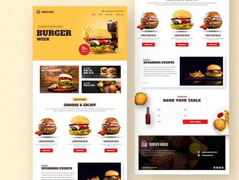 Fast Food Web Design, Burger Website Design, Fast Food Website Design, Fast Food Website, Food Website Design Inspiration, Food Website Design, Restaurant Website Design, Food Web Design, Restaurant Website Templates