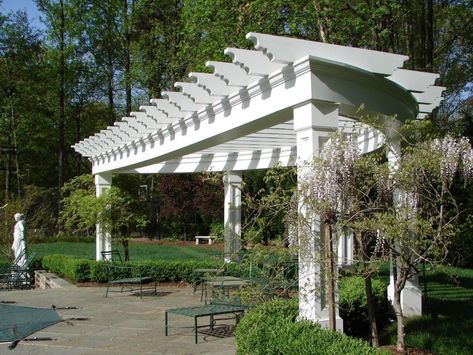 Circle Pergola, Beautiful Pergola, Pergola Design Ideas, White Trellis, Picket Fences, Walkway Design, Pergola Ideas, Pergola Design, Privacy Fences