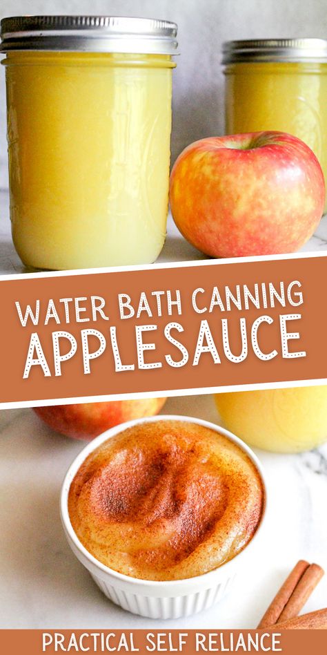 Canning Recipes Applesauce, Hot Water Bath Canning Apple Butter, Easy Canning Applesauce Recipe, How To Make Canned Applesauce, Canning Unsweetened Applesauce, Making And Canning Applesauce, Ball Canning Applesauce Recipe, Recipe For Canning Applesauce, Hot Bath Canning