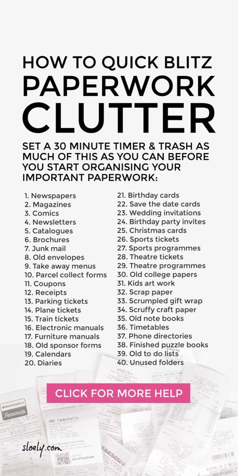 Learn how to sort and get rid of paper clutter before you even think about organising your paperwork. This paper declutter checklist and paperwork organisation tips will help you get on top of your paperwork when you're feeling overwhelmed. #clutter #declutter #paperwork #organizepaperwork #paperclutter #organizepapers Decluttering Paperwork, Decluttering Paper, Declutter Paperwork, Organize Bills, Paperwork Organization, Paper Decluttering, Bedroom Declutter, Decluttering List, Document Organization