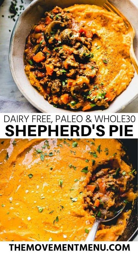 Paleo Red Meat Recipes, Low Calorie Shepherds Pie, White Sweet Potato, Whole30 Meal Prep, Sweet Potato Mash, Menu Recipes, Shepherds Pie Recipe, Dairy Free Paleo, Aip Diet