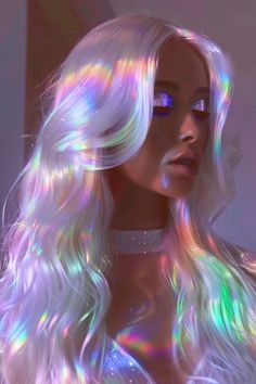 "Gemini Hair Magic: Transform Your Look with These Mind-Blowing Tips" - Fashion Tips Tricks Vaporwave Hair, Vaporwave Photoshoot, Prism Hair, Alien Hair, Opal Dragon, Iridescent Hair, Cloud Hair, Glowing Hair, Space Hair