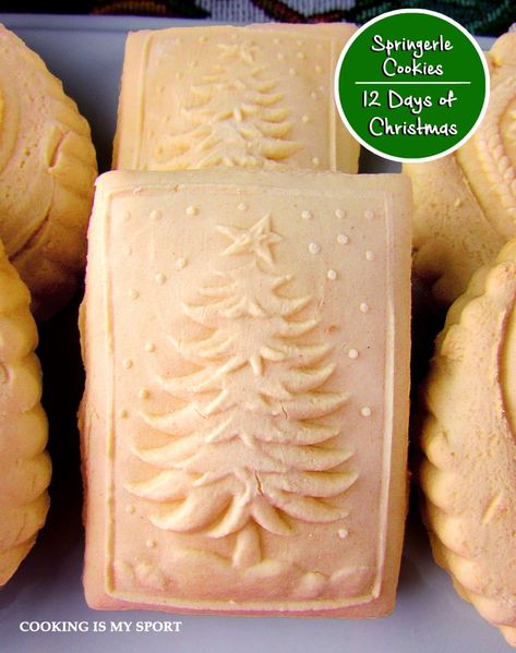 Cookie Recipe For Embossed Rolling Pin, Molded Cookie Recipe, German Cookies, Springerle Cookies, Best Sugar Cookie Recipe, Holiday Party Foods, Bite Size Desserts, Christmas Tree Cookies, Christmas Series