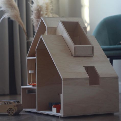 Amazing Architecture в Instagram: «Dollhouse of modern design by Donskov Dmitry @dnskv.arch. Three-story plywood house. It consists of four modules, you can assemble…» Wood Toys Diy, Plywood House, Large Dolls House, Modern Dolls House, Kids Puzzles, Toy House, Modern Dollhouse, Cheap Things, Wooden Dollhouse