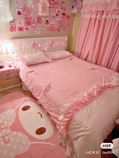 My Melody Room, Melody Room, Sanrio Bedroom, Sanrio Room, Hello Kitty Room Decor, Hello Kitty Bedroom, Kawaii Bedroom, Pink Room Decor, Cute Bedroom Ideas