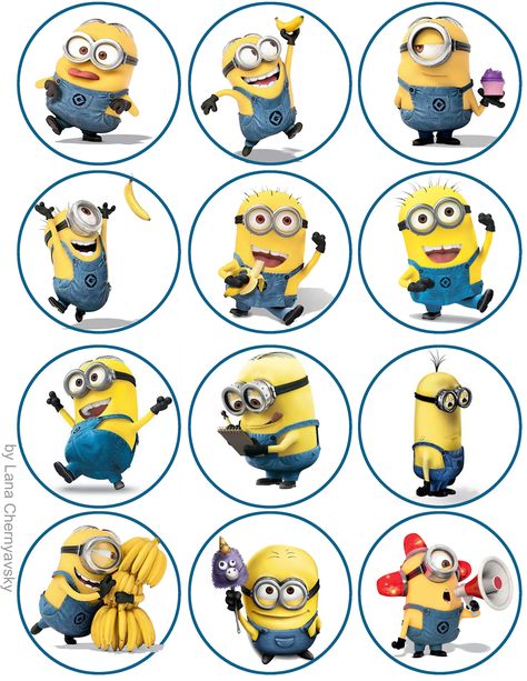 Minions topper for cupcakes Minion Cupcake Toppers, Minion Cupcake, Minions Eyes, Minion Stickers, Minions Images, Despicable Minions, Minion Theme, Minion Cupcakes, Minion Birthday Party