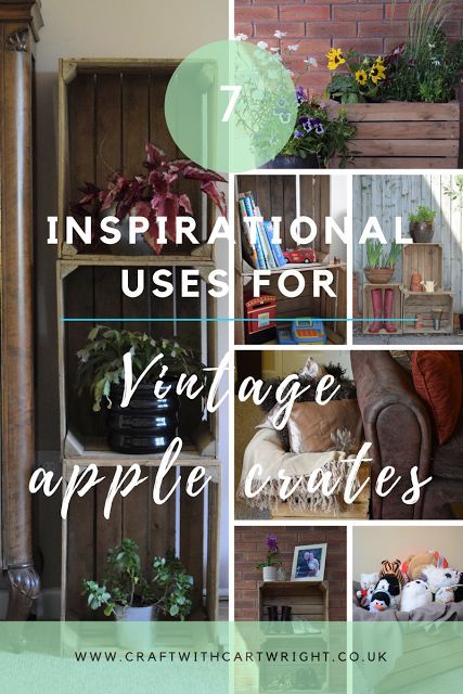 Seven inspirational uses for Vintage Apple crates. Great uses for vintage apple crates around the home and garden. Use apple crates in the Living room. Apple crate uses in the playroom. Apples crate garden storage. Apple crate display uses. Wooden Crates Garden, Crate Garden, Crate Display, Wooden Apple Crates, Crate Crafts, Crate Decor, Apple Crate, Vintage Crates, Hiding Ugly