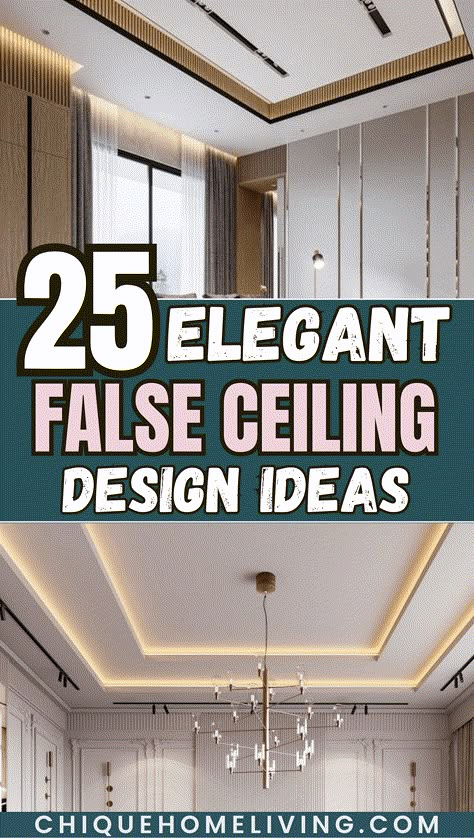 Elevate your space with these 25 Elegant False Ceiling Design Ideas! From modern minimalism to luxurious sophistication, discover stunning ways to add depth, texture, and ambiance to any room. False Ceiling Living Room Indian Style, Elegant False Ceiling Design For Living Room, Latest False Ceiling Design Living Rooms Indian, Dining Space False Ceiling, Falls Celling Living Rooms, Elegant Pop Design Ceiling, Peripheral False Ceiling Design, Gold Ceiling Design, Flat Ceiling Ideas Living Room