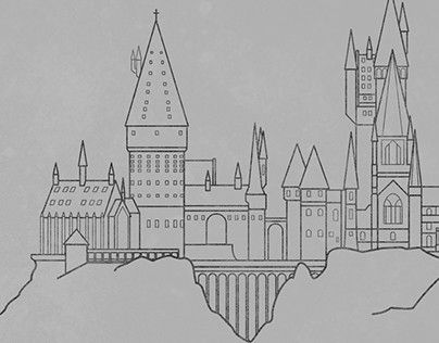 Castle Line Drawing, Castle Line Art, Hogwarts Castle Drawing, Weekend Creative, Harry Potter Sketch, Harry Potter Castle, Harry Potter Art Drawings, Harry Potter Painting, Castle Drawing