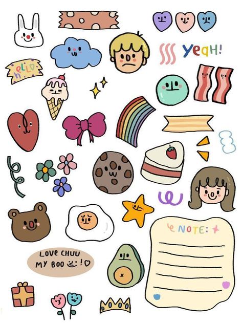 Sticker ตกแต่ง Goodnote, 2022 Scrapbook, Cute Scrapbooks, Idee Cricut, Note Writing Paper, Cute Doodle, Goodnotes Stickers, Scrapbook Stickers Printable, Stickers Printable