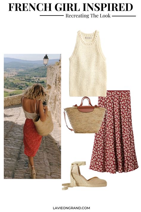 Effortless Summer Outfits Casual, Parisian Style Women Summer, Sezane Style Summer, French Countryside Outfit Summer, French Countryside Fashion, French Skirt Outfit, Parisian Outfits Summer, French Spring Fashion, French Bohemian Style