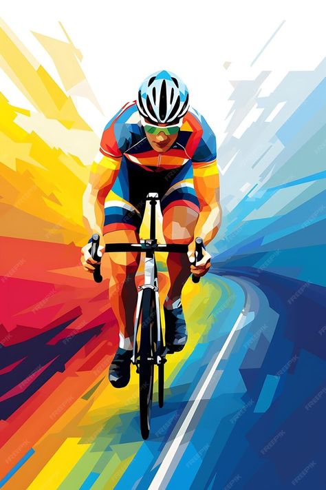 Premium Photo | Sport Poster Creative 2D Vector Design in Bold Flat Colors Dynamic Event World Sport Riding Bicycle Illustration, Sports Event Poster, Sports Art Design, Photo Sport, Sport Posters, Bike Artwork, Bicycle Illustration, Poster Creative, Bike Illustration