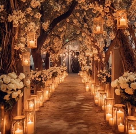 Fairy Flower Wedding, Enchanted Forest Wedding Entrance, Lantern Flowers Wedding, Lantern Themed Wedding, Black Lantern Wedding Decor, Fairytale Proposal Ideas, Enchanting Wedding Decor, Forest Wonderland Wedding, Lantern Wedding Theme