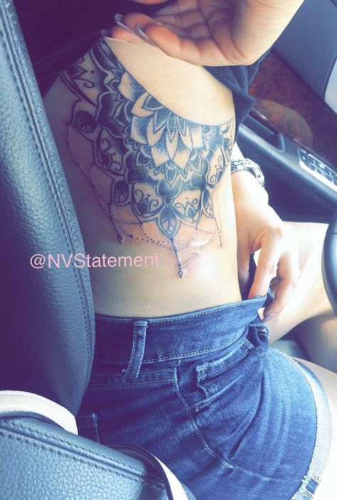 Cover Up Tattoos For Ribs, Women Rib Tattoo Side Tat Cover Up, Rib Tattoo Cover Up, Cover Up Tattoos Side Rib Cage, Rib Cover Up Tattoo, Mandala Rib Tattoo, Flower Rib Tattoo Cover Up, Large Rib Tattoos For Women, Rib Cover Up Tattoo For Women