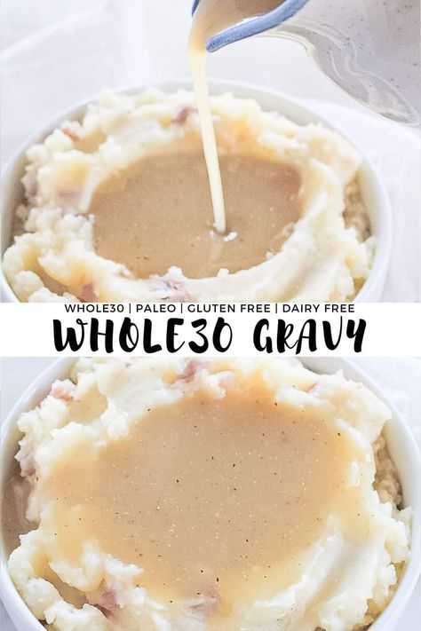 Gravy is such an easy way to elevate your dinner and add so much additional flavor. This Whole30 Gravy is simple, paleo, dairy free, gluten free and oh so good! Use this recipe to make Whole30 Chicken Gravy as well as Turkey or Brown Gravy. #finishedwithsalt #whole30recipes #whole30thanksgiving #whole30sidedish #gravyfromscratch #paleo #glutenfreedairyfree | finishedwithsalt.com Whole 30 Gravy, Paleo Gravy, Healthy Gravy, Gluten Free Gravy, Simple Paleo, Paleo Thanksgiving, Whole 30 Breakfast, Dairy Free Gluten Free, Easy Paleo