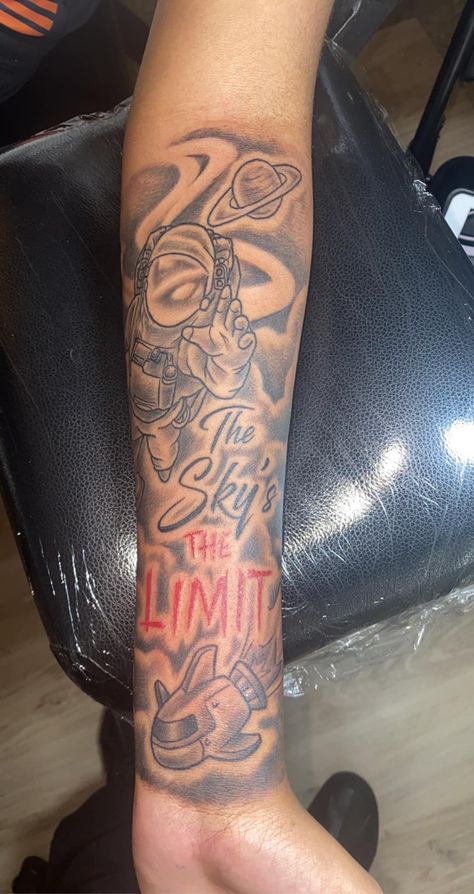 Skys The Limit Tattoo Men, Skys The Limit Tattoo, Guys Arm Tattoos, Tattoos For Guys Arm, Tattoo Drawings For Men, Hajime No Ippo Wallpaper, Men Tattoos Arm, Arm Tattoos For Guys Forearm, Arm Tattoos Drawing