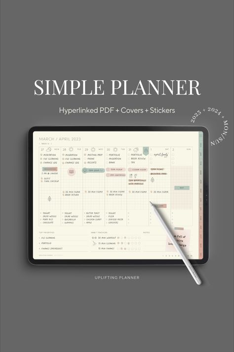 Dated Weekly Schedule Focused Essential planner for ipad Goodnotes Goodnotes Diary, Free Digital Stickers, Homemade Planner, Planner Weekly Layout, Simple Weekly Planner, Weekly Planner Free Printable, Weekly Hourly Planner, Daily Schedule Planner, Weekly Planner Free