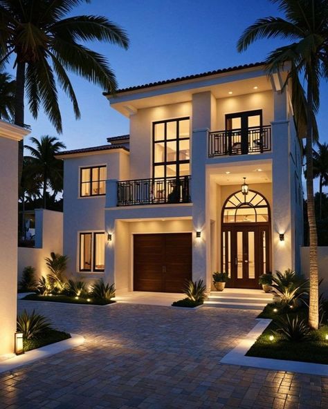 Nice Houses Dream Homes, La Houses Exterior, Island House Exterior, Modern Spanish Farmhouse, Florida Homes Exterior, House Structure Design, Mission House, Echo Show, House Facade