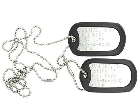 Top Gun Tom Stinger Jardian Stainless Steel Military Dog Tag Set Costume ** BEST VALUE BUY on Amazon  #MilitaryCostums Military Dog Tag, Halloween Costume Props, Military Accessories, Military Dog, Dog Tags Military, Navy Marine, Safety Clothing, Army & Navy, Ink Toner