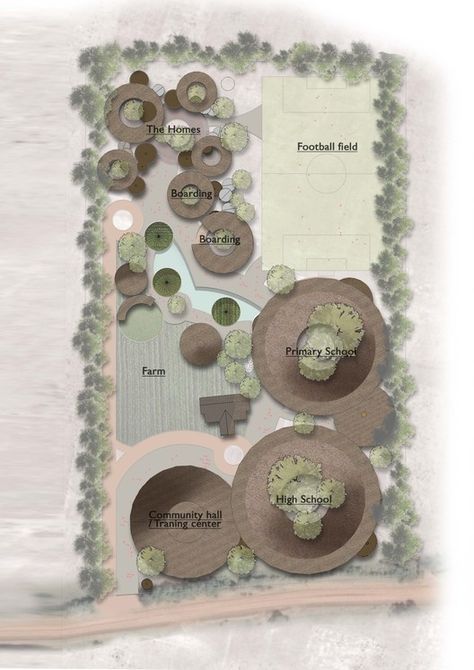 Gallery of An Eco-Village for Orphaned Kenyan Children - Competition Winners Announced - 11 Resort Master Plan Architecture, Eco Village Community Layout, Masterplanning Architecture, Eco Resort Architecture, Eco Village Community, Interior Architecture Presentation, Eco School, Site Development Plan, Eco Village