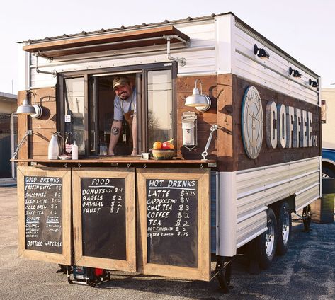 Foodtrucks Ideas, Mobile Coffee Cart, Drive Thru Coffee, Coffee Food Truck, Starting A Coffee Shop, Mobile Cafe, Mobile Coffee Shop, Coffee Van, Coffee Trailer