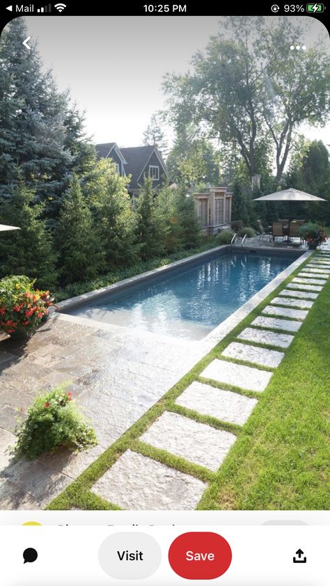 Inground Small Pool Ideas, Small Pool With Spa Designs, Backyard Small Pool Designs, Backyard Pool Garden, Side Yard Pool Ideas, Lap Pools Backyard Small Yards, Small Backyard Ideas With Pool, 16x32 Inground Pool, Small Backyard With Pool Ideas