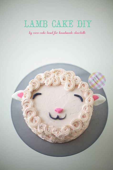 Lamb Birthday Cake, Lamb Cake Ideas, Sheep Cake Ideas, Sheep Cakes, Sheep Cake, Cake Land, Lamb Cake, Handmade Charlotte, Hello Sweetie