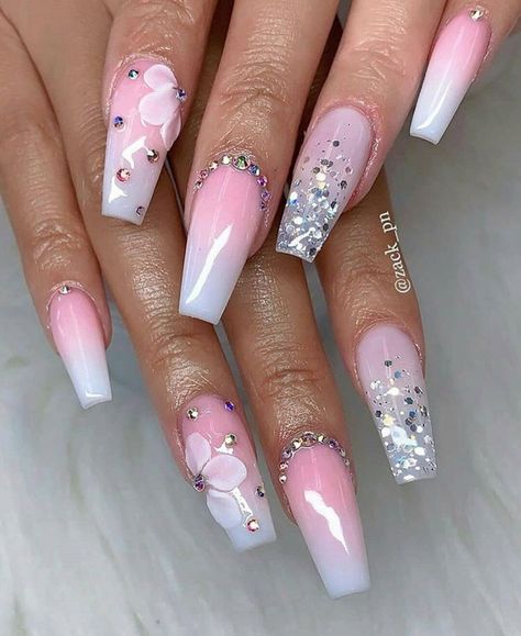 Mary Nails, Ombré French, Almond Nail Art, Nails Trend, Ombre Acrylic Nails, Awesome Nails, Nails Design With Rhinestones, Cute Acrylic Nail Designs, Pretty Nail Designs