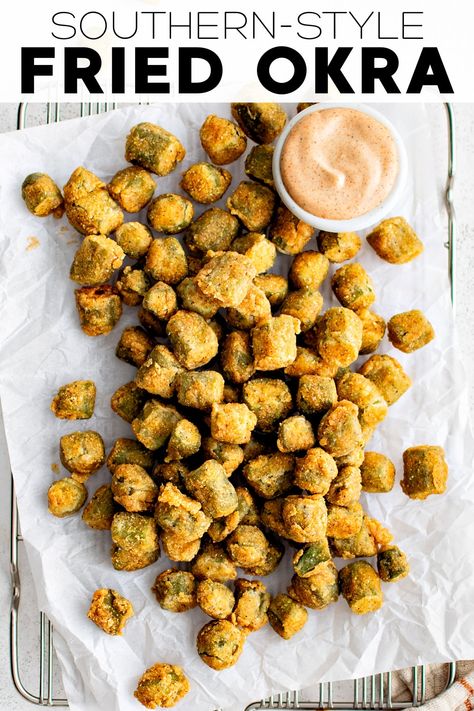 Best Fried Okra Recipe, Homemade Fried Okra, Deep Fried Okra, Fries Okra, Easy Fried Okra, Fried Okra Recipe, Southern Fried Okra, How To Cook Okra, Fresh Okra