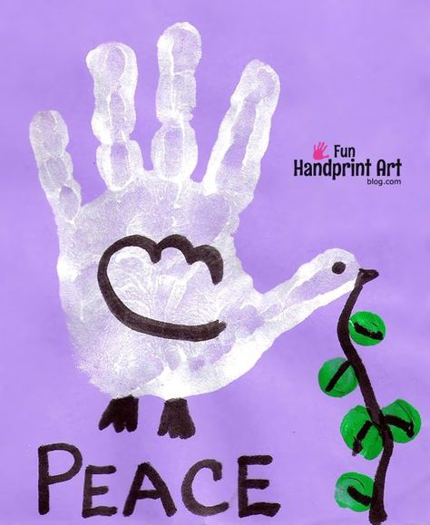 This Handprint Dove is a great craft to make for the International Day of Peace (September 21st), World Peace Day (November 17th), as well as Martin Luther King Day. Footprint Art, Martin Luther King Jr Crafts, Peace Crafts, Hand Print Art, World Peace Day, International Day Of Peace, Church Crafts, Handprint Crafts, Peace Dove