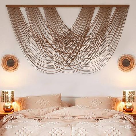 Amazon.com: Flber Large Macrame Wall Hanging Brown Die-Dyed 57.00" W x 31.00" L Boho Wall Decor Yarn Tapestry Craftsmanship Home Macrame Wall Decor : Home & Kitchen Modern Southwest Decor, Couch Wall Decor, Yarn Tapestry, Fabric Wall Decor, Bed Wall Decor, Macrame Wall Hangings, Chic Bedroom Decor, Geometric Figures, Macrame Wall Decor