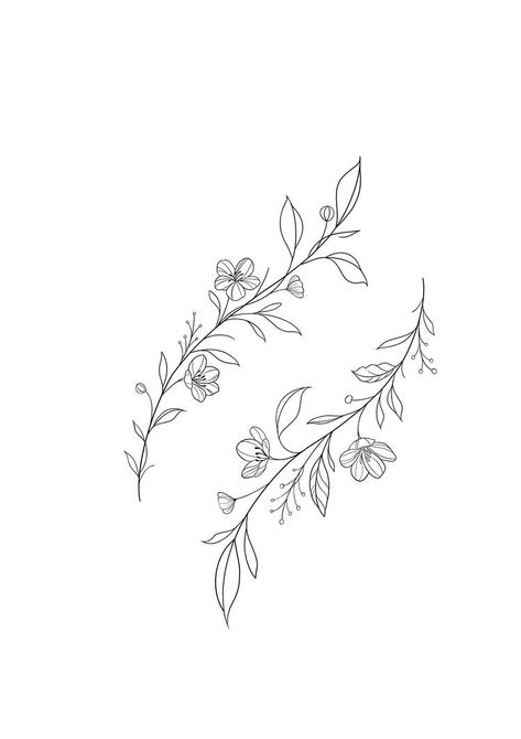 Vine Arm Wrap Tattoo Design, Small Vine Of Flowers Tattoo, Vine Like Tattoos, Small Flowers On Vines Tattoo, Tattoo Vines And Flowers Arm, Flower Wrap Around Tattoo Stencil, Vine Waist Tattoos, Simple Flower Wrap Around Arm Tattoo, Flower Vine Tattoo Stencil