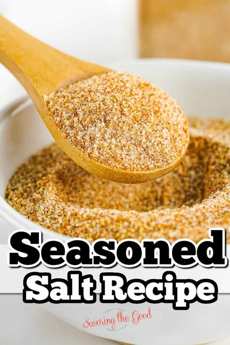 This homemade seasoning salt recipe combines common pantry seasonings to make a seasoned salt that is just like Lawry's seasoned salt! Homemade Lawrys Season Salt, Homemade Season Salt, Season Salt Recipe, Lawrys Seasoning Salt Recipe, Season All Recipe, Seasoned Salt Recipe, Homemade Seasoned Salt, Seasoning Salt Recipe, Diy Seasonings