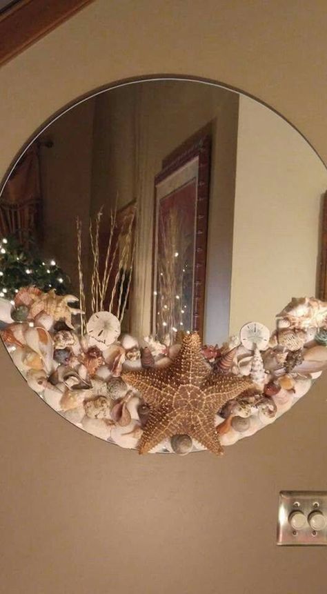 Seashell Mirror, Seashell Projects, Shells Diy, Shell Mirror, Shell Crafts Diy, Sea Shell Decor, Shell Decor, Seashell Art, Beach Crafts