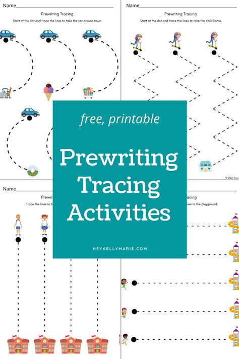 Preschool Pre-writing, Handwriting Stations Kindergarten, Teaching Writing Preschool, Preschool Prewriting Skills, Preschool Writing Activities Handwriting Practice Letter Tracing, Pre Writing Lines Free Printable, Free Tracing Letters Printable, Handwriting Group Activities, Prewriting Lines Free Printables