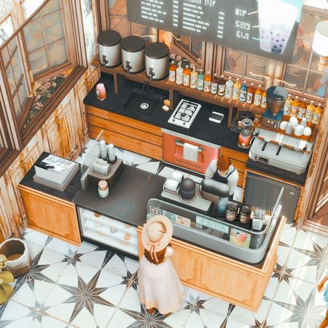 Sims 4 Restaurant, Cute Cafe, Sims 4 Build, Mini House, Sims 2, Cafe Restaurant, Sims 3, Cafe Decor, Sims Cc