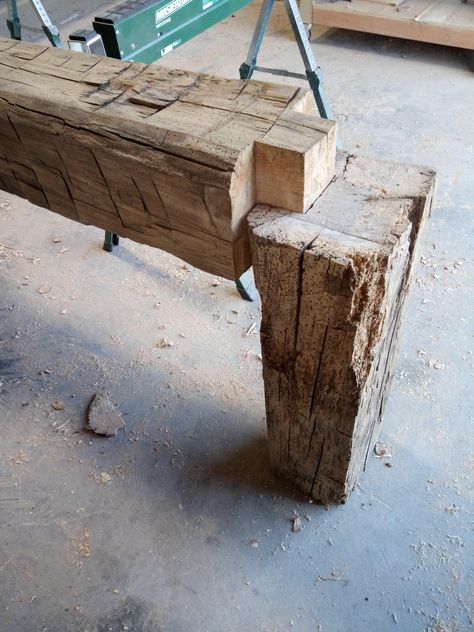 Wood Beam Projects, Reclaimed Barn Wood Projects, Make A Console Table, Reclaimed Lumber Projects, Old Wood Furniture, Beam Bench, Solid Wood Floating Shelves, Diy Farm Table, Raw Furniture